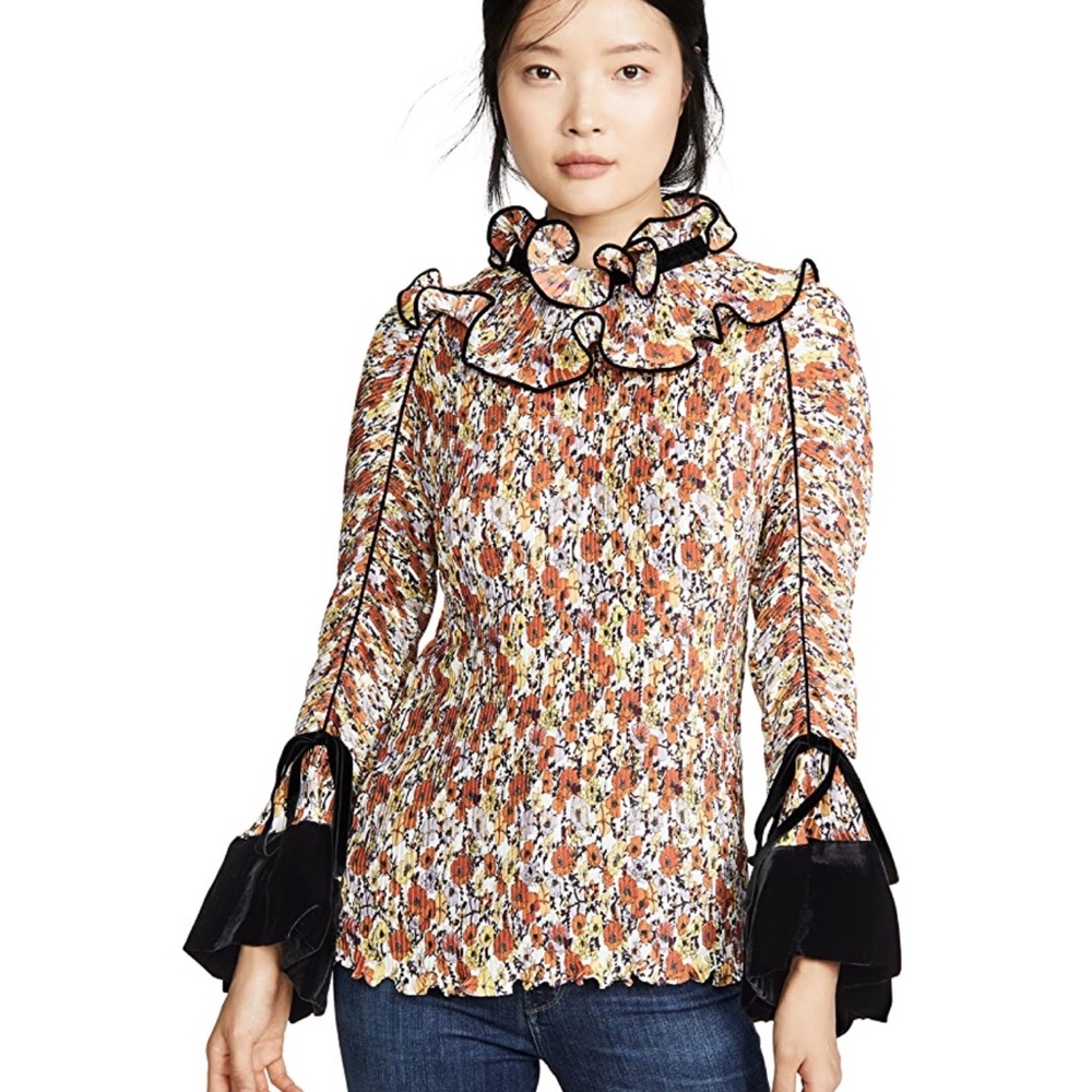 Tory Burch Pleated Ruffle Blouse